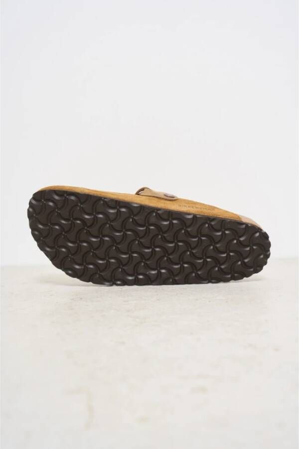 Birkenstock Platte Suède Schoenen Taupe Boston Model