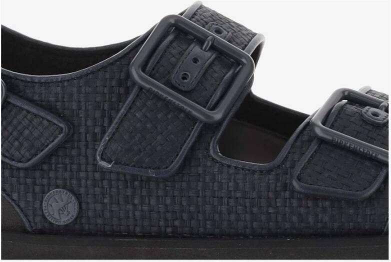 Birkenstock Raffia Sandalen met Lederen Trim Blue Heren