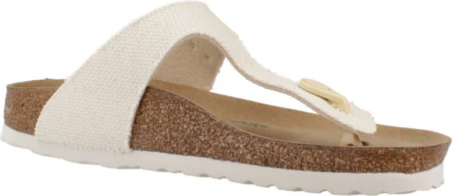 Birkenstock Rivet Logo Textile Slippers Beige Dames