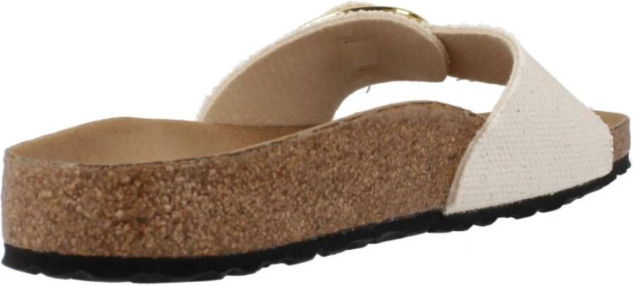 Birkenstock Madrid Big Buckle Rivet Flip Flops Beige Dames