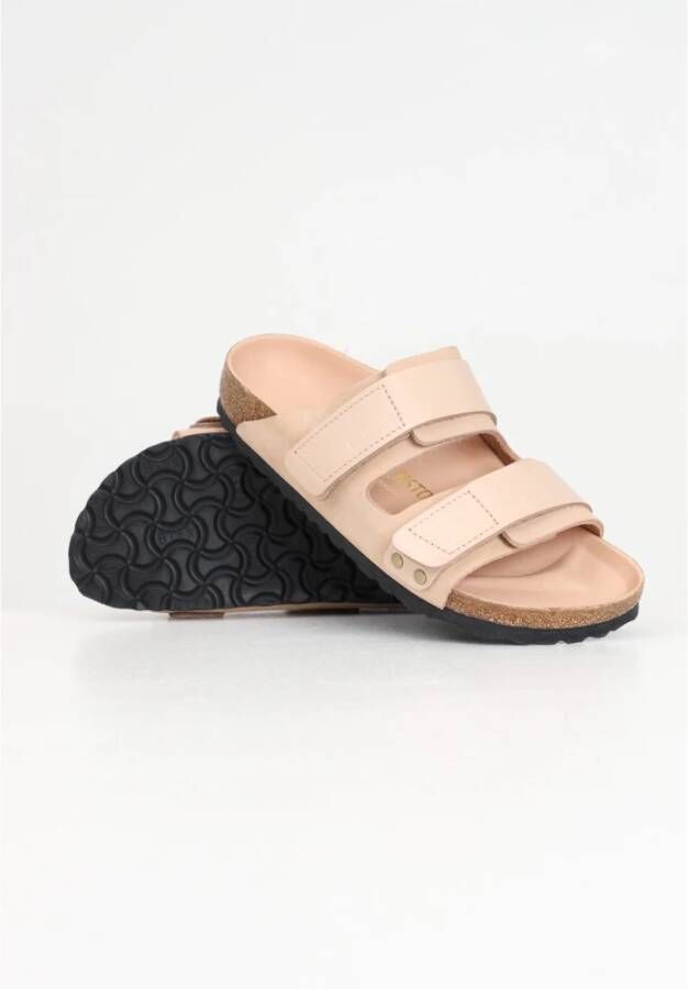 Birkenstock Roze Suède Dubbele Band Sandalen Beige Dames