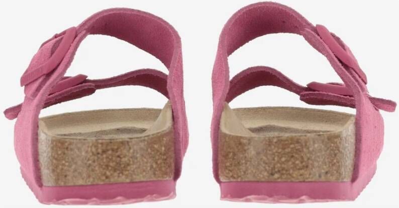 Birkenstock Roze Suède Kurk Sandalen Verstelbare Gesp Pink Dames