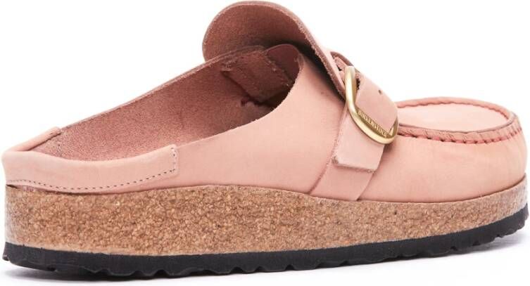 Birkenstock Rose Suede Buckle Sliders Pink Dames