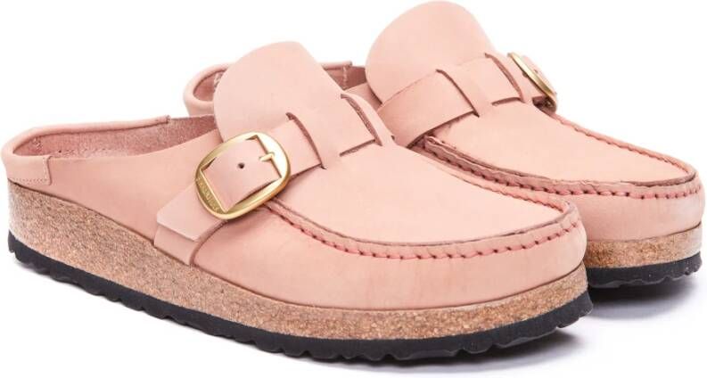 Birkenstock Rose Suede Buckle Sliders Pink Dames