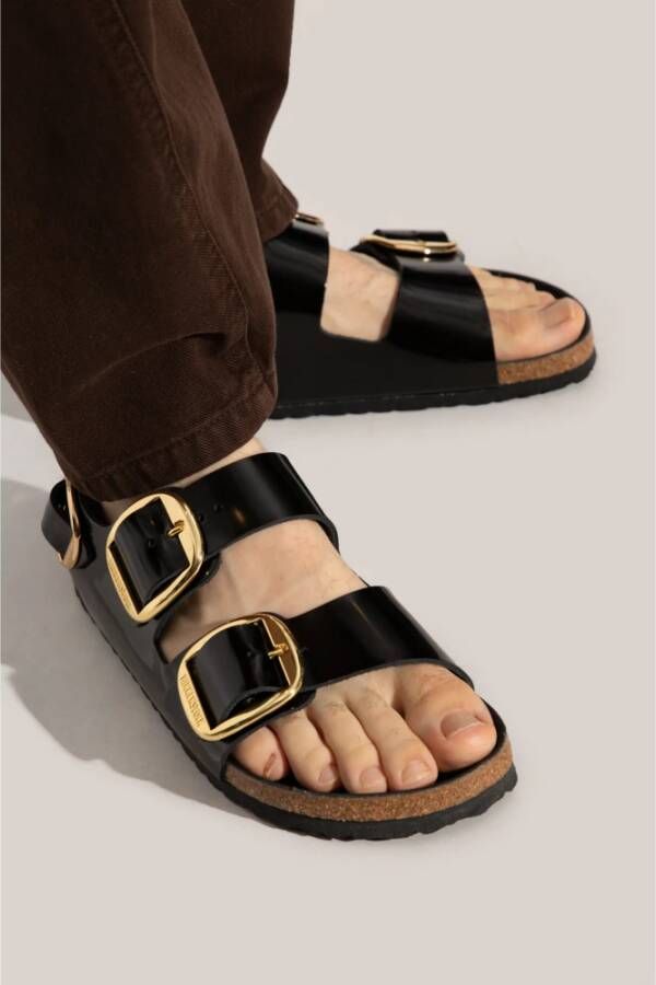 Birkenstock Milano Sandalen met Grote Gesp Black Heren