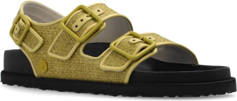 Birkenstock Milano Raffia Sandalen Green Dames