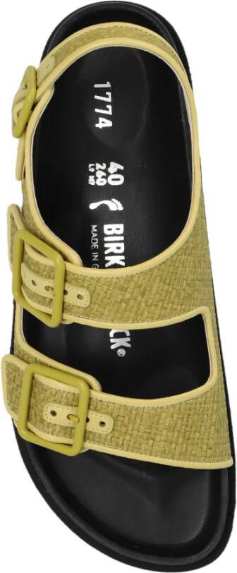 Birkenstock Milano Raffia Sandalen Green Dames