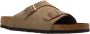 Birkenstock Suède Kurk Sandalen Verstelbare Gesp Sluiting Beige Heren - Thumbnail 5