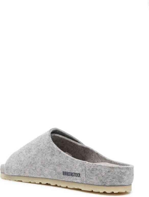 Birkenstock Beige Platte Open Teen Sandalen met Wol Slip Top Grijs Heren