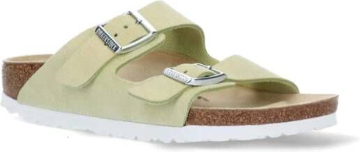 Birkenstock Limoengroene Suède Sliders Groen Dames