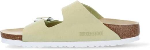 Birkenstock Limoengroene Suède Sliders Groen Dames