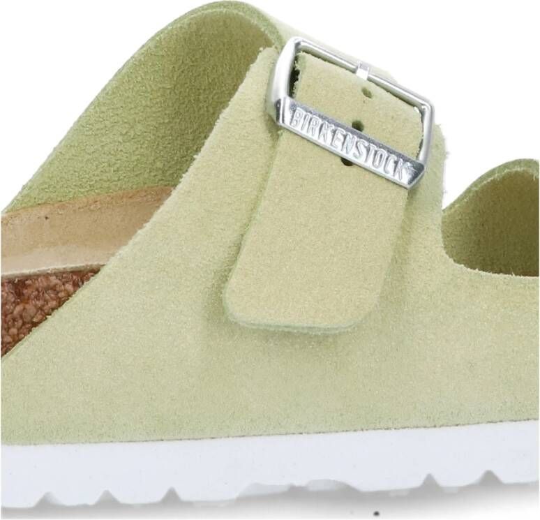 Birkenstock Limoengroene Suède Sliders Groen Dames