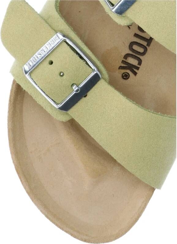 Birkenstock Limoengroene Suède Sliders Groen Dames