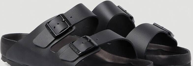 Birkenstock Natuurlijke Leren Sandalen met Dubbele Bandjes Zwart Unisex