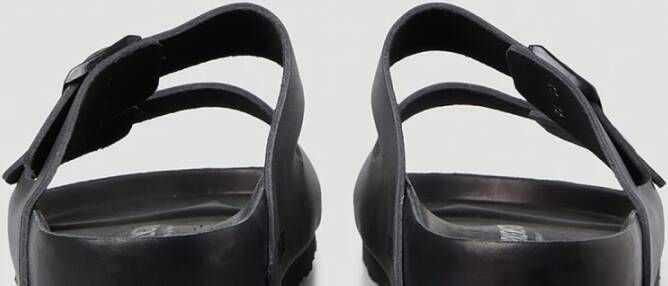 Birkenstock Natuurlijke Leren Sandalen met Dubbele Bandjes Zwart Unisex