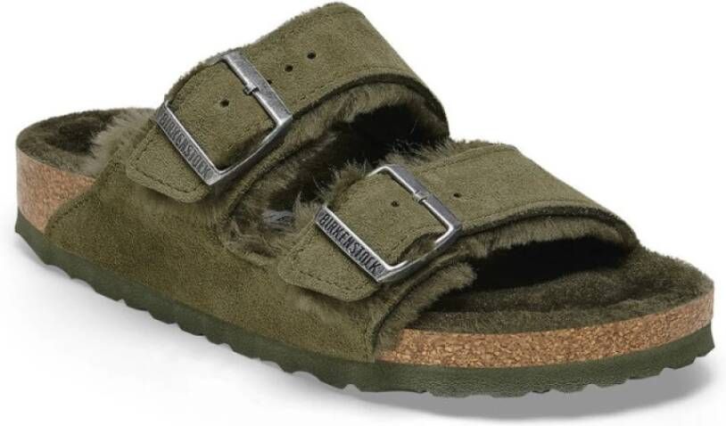 Birkenstock Shearling Arizona Sandalen Groen Heren