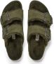 Birkenstock Shearling Arizona Sandalen Green Heren - Thumbnail 4