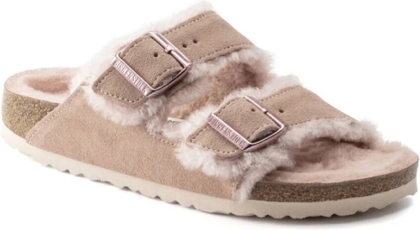 Birkenstock Shearling Arizona Sandalen Lichtroze Pink Dames