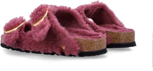 Birkenstock Shearling Sandalen met Grote Gesp Pink Dames