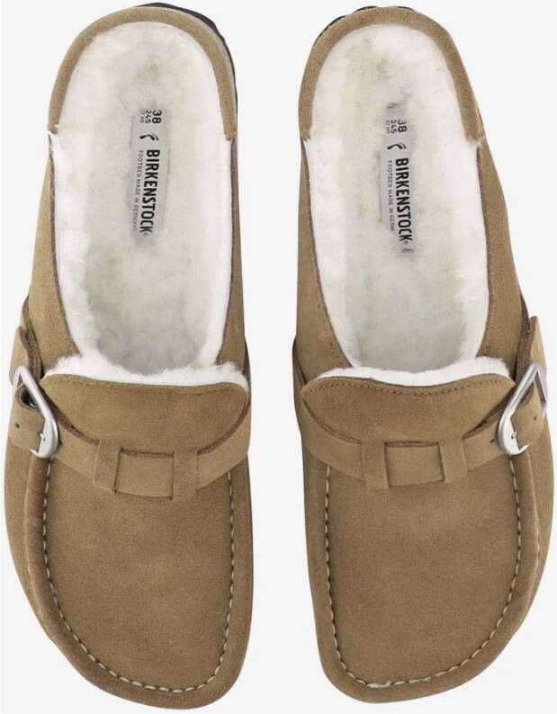 Birkenstock Schapenvacht Mule met Verstelbare Gesp Beige Dames