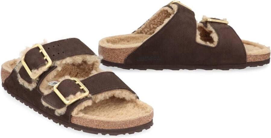 Birkenstock Schapenvacht Slides Brown Heren