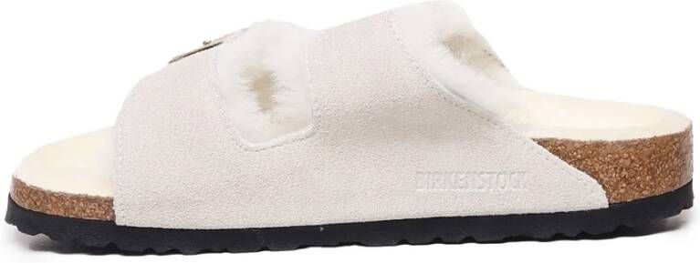 Birkenstock Shearling Sandalen met Riem White Dames