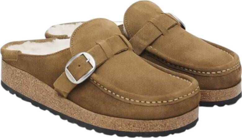 Birkenstock Shearling Tea Suède Klomp Sandalen