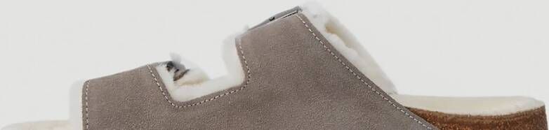 Birkenstock Shearling Sandalen met Twee Riem Gray Heren