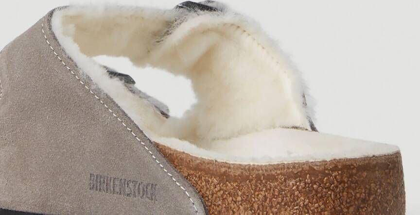 Birkenstock Shearling Sandalen met Twee Riem Gray Heren