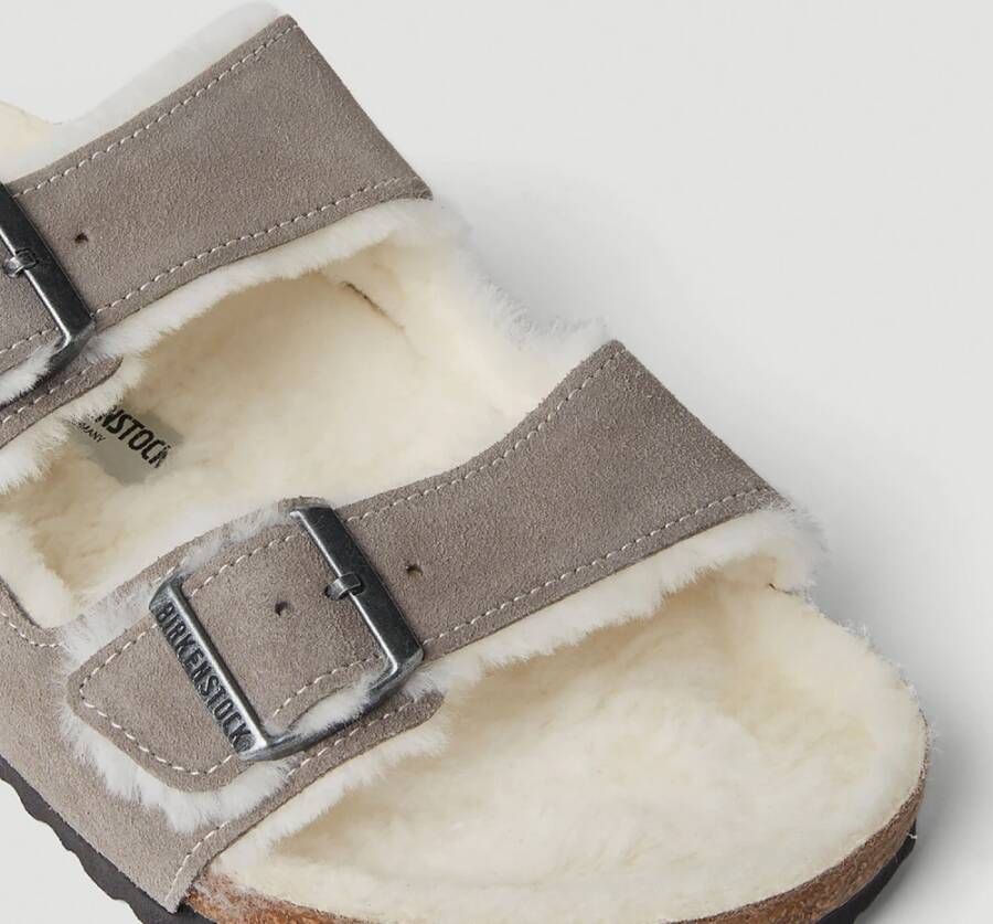 Birkenstock Shearling Sandalen met Twee Riem Gray Heren
