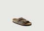 Birkenstock Suède Kurk Sandalen Verstelbare Gesp Sluiting Beige Heren - Thumbnail 7