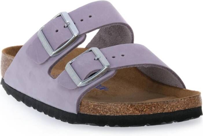 Birkenstock Comfortabele en stijlvolle paarse fog nubuck sliders Grijs Heren