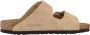 Birkenstock Arizona Suède Gestikte Slippers Beige Heren - Thumbnail 5