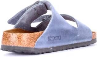 Birkenstock Blauwe Leren Sliders Blauw Dames