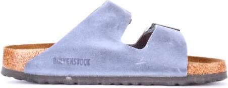 Birkenstock Blauwe Leren Sliders Blauw Dames