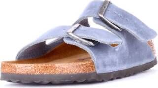 Birkenstock Blauwe Leren Sliders Blauw Dames