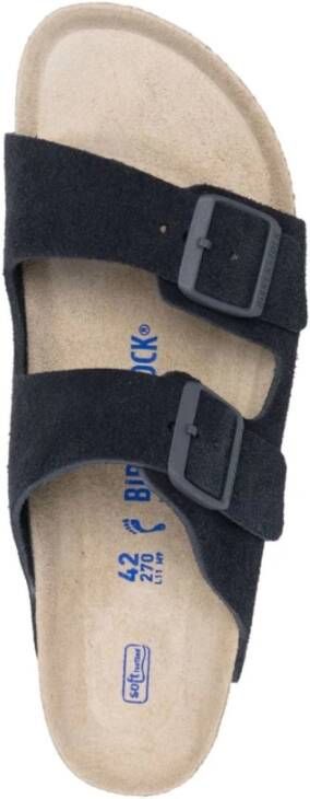 Birkenstock Marineblauwe Leren Platte Sandalen Blauw Heren