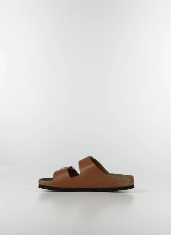 Birkenstock Arizona Leren Sliders Bruin Dames