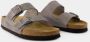 Birkenstock Leren Grijze Sliders Arizona Sfb Leoi Sandalen Grijs Unisex - Thumbnail 10