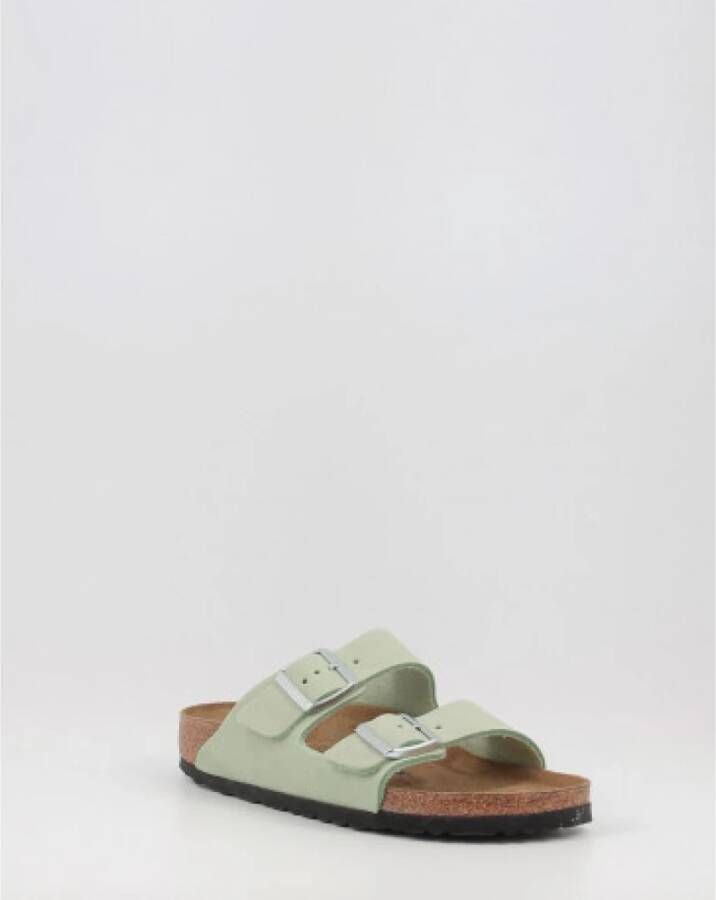 Birkenstock Groene Platte Sliders voor Vrouwen Groen Dames