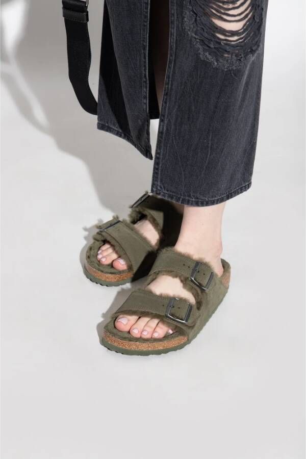 Birkenstock Arizona Shearling slides Groen Dames