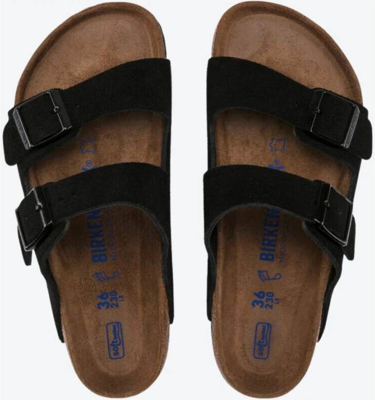 Birkenstock Zwarte Suede Arizona Sliders Zwart Dames