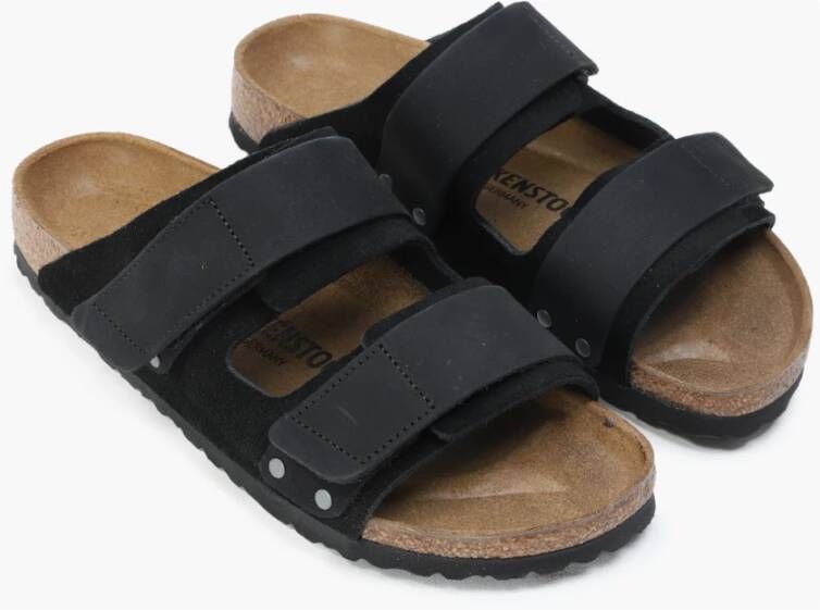 Birkenstock Zwarte Sandalen met Klittenbandsluiting Zwart Heren