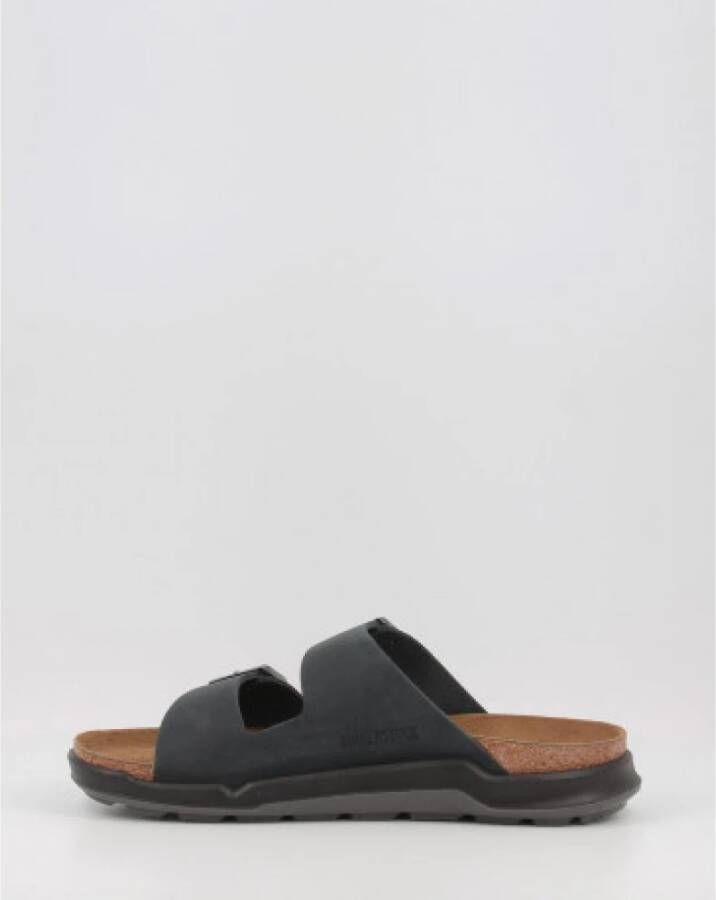 Birkenstock Zwarte Platte Sliders Zwart Heren