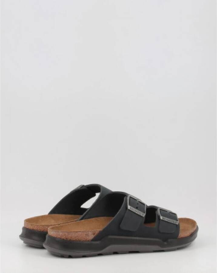 Birkenstock Zwarte Platte Sliders Zwart Heren