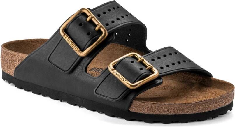 Birkenstock Zwarte Leren Herensandalen Zwart Heren