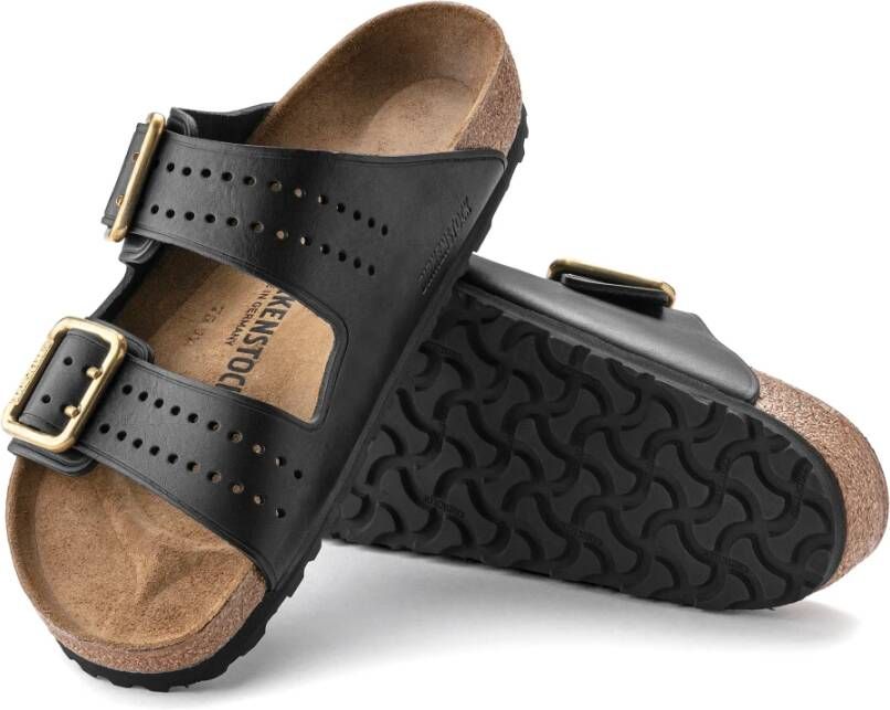 Birkenstock Zwarte Leren Herensandalen Zwart Heren