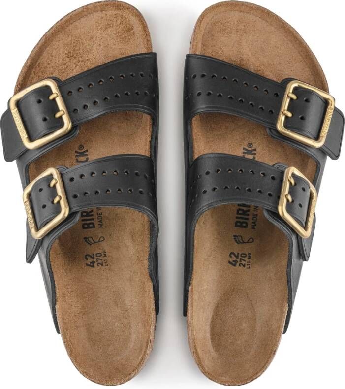 Birkenstock Zwarte Leren Herensandalen Zwart Heren