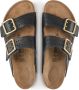 Birkenstock Zwarte Leren Herensandalen Zwart Heren - Thumbnail 7