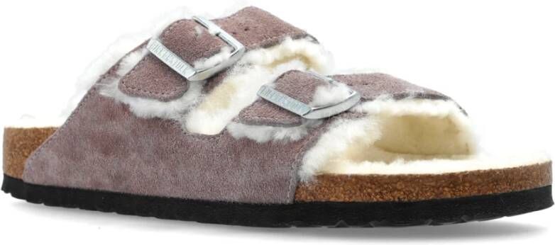 Birkenstock Arizona Shearling Slides Purple Dames
